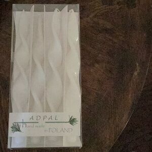 Elegant Laquered Twisted Bright White ADPAL Candles~Unscented~Handmade in Poland